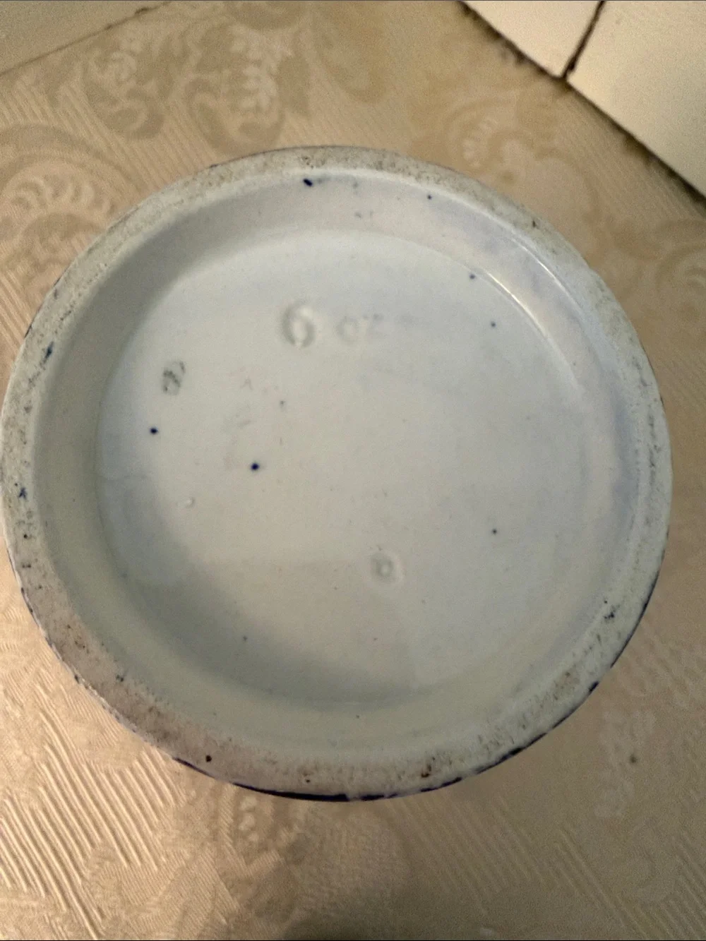 Calico 3 3/4 in. Blue and White Ironstone Canister 6 Oz. Made in England